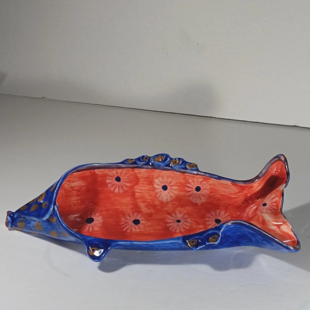 Italian Clay Ceramic Fish Dish Handmade